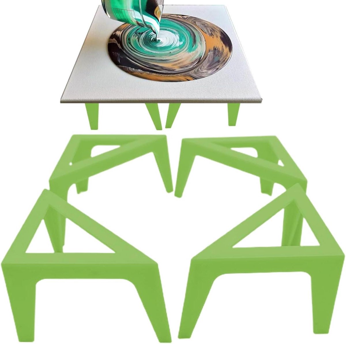 Canvas Verhogers - Driehoekige Standaards - Kunst Maken - Stabiel Ontwerp - 4 Stuks - Groen