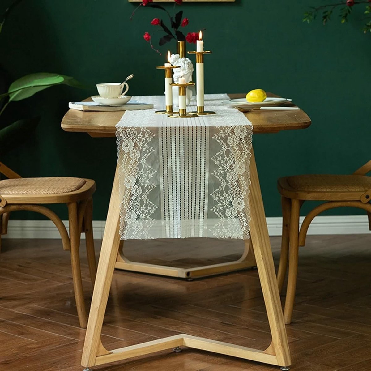 Tafelloper Linnen - Tafelkleed Loper - Tafel Decoratie - Kreukt Niet - 40 x 110 cm - Wit