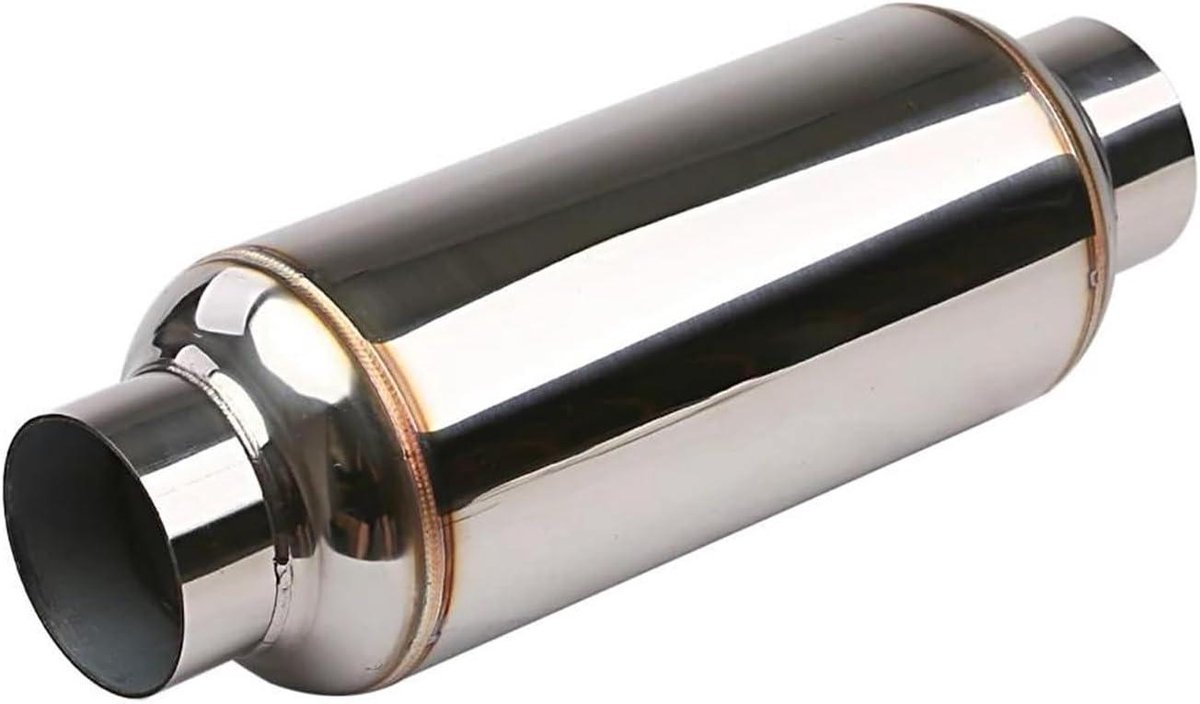 Uitlaat Demper - Resonator Pijp - Soepeler Uitlaat - Dubbellaags RVS - 30 cm Lengte - Zilverkleurig