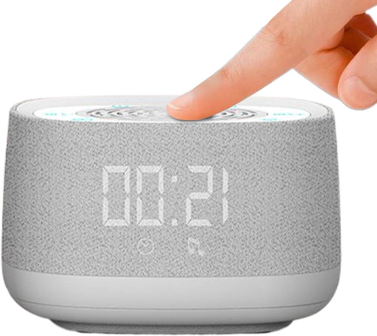Geluidsmachine Slaaphulp - Witte Ruis - Ontspanning Bevorderen - Draadloze Bluetooth 5.0 - 12.3 x 12.3 x 7.3 cm - Zwart