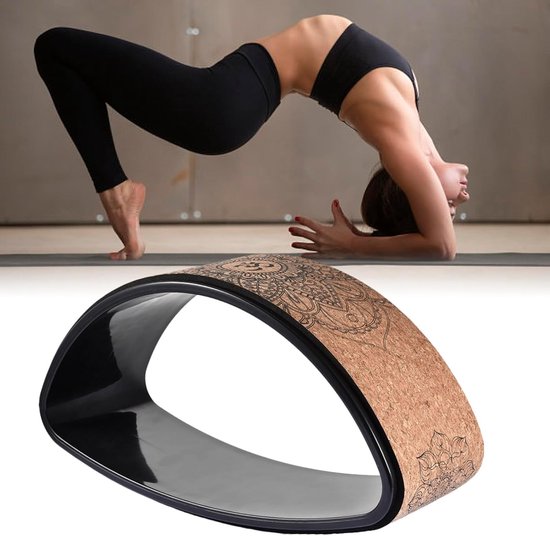 Yoga Wiel - Fitness Ark - Balans Training - Dubbelzijdig Gebogen - 39 x 20.5 cm - Zwart Bloem — afbeelding 5