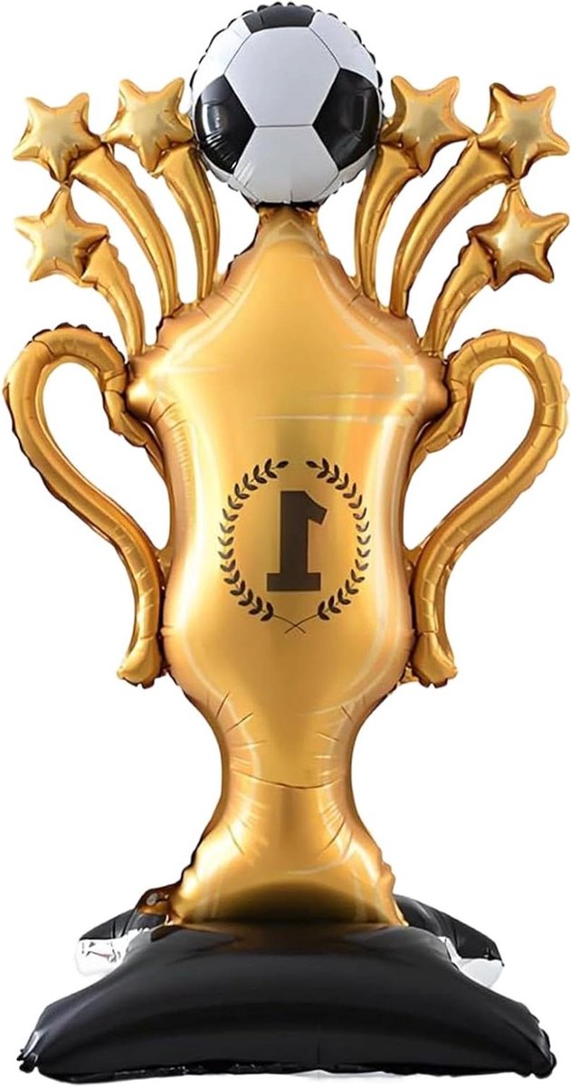 Voetbal ballon - Gouden trofee - Feestversiering - 3D ontwerp - 150 x 83 cm - Goudkleurig
