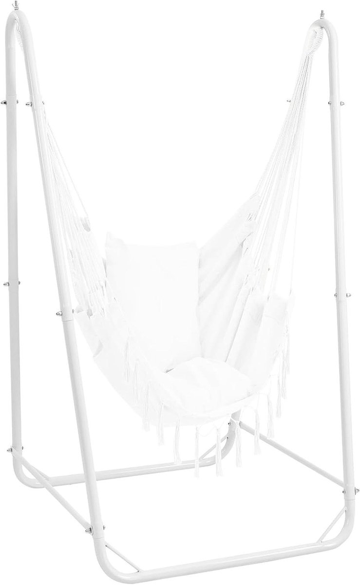 Hangmat Standaard - U-vorm Houder - Ontspanning Buiten - Stabiele Constructie - 162 cm Lengte - Wit