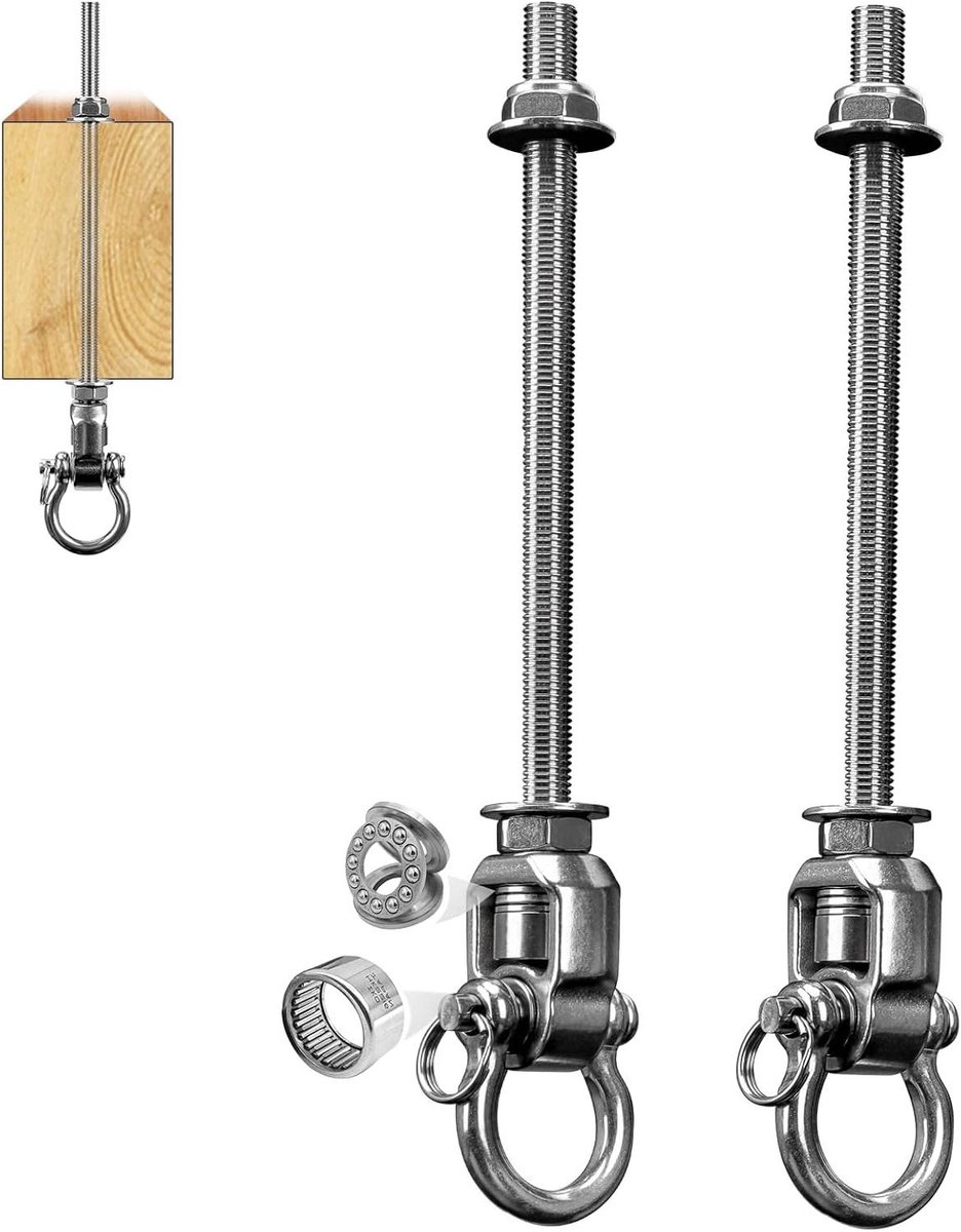 Schommelhaken Set - Zware Haken - Stil Zwaaien - 360 Graden Beweging - 1000 Lbs - Zilver