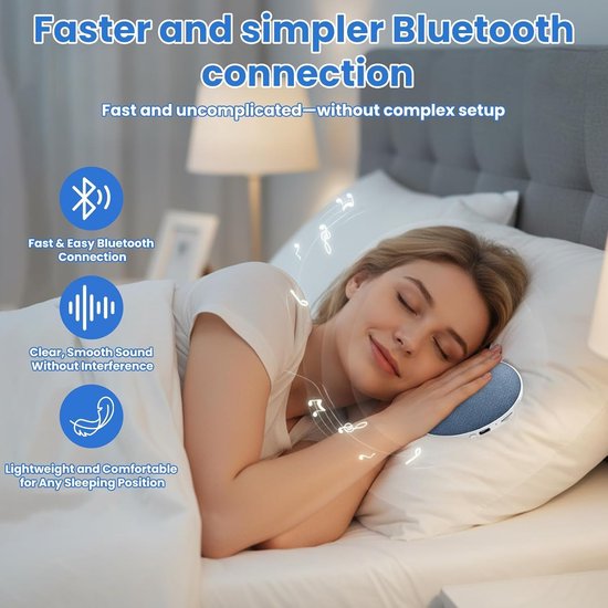 Kussenspeaker - Mini speaker - Diepe slaap - Witte ruis functie - 96 cm diameter - Blauw — afbeelding 5