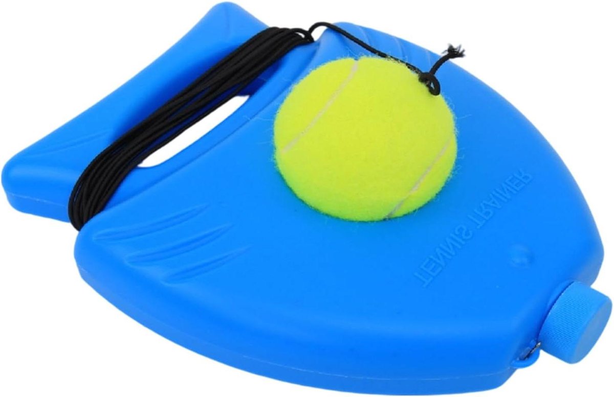 Tennistrainingsapparaat - Tennis rebounder - Zelfstandig trainen - Verzwaarde bodemplaat - 22x5cm - Blauw