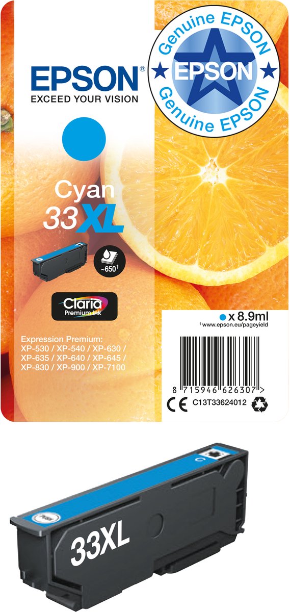 Epson 33XL - Inktcartridge / Cyaan