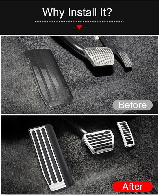 Pedaalhoezen Set - Auto Pedalen - Veiliger Rijden - Antislip Ontwerp - 2 Stuks - Zilver Zwart — afbeelding 3