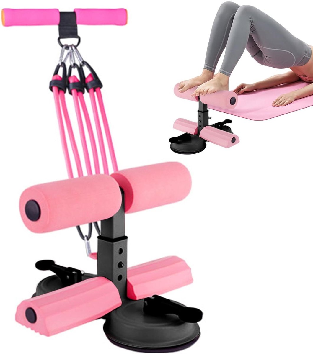 Voetensteun Zitten - Buikspier Trainer - Core Training - Aanpasbare Weerstand - 3 Standen Verstelbaar - Roze