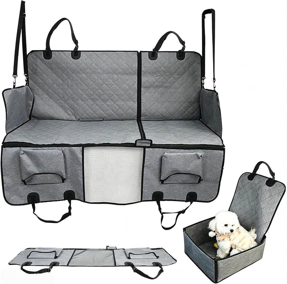 Hondendeken Auto - Hondenmat - Veilig Transport - 3-in-1 Ontwerp - Voor Hatchback - Zwart