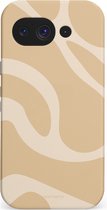 Casetastic hoesje geschikt voor Google Pixel 10a - Dubbellaagse bescherming - Aesthetic Beige Wave Clean Girl - Fashion Case - Beige