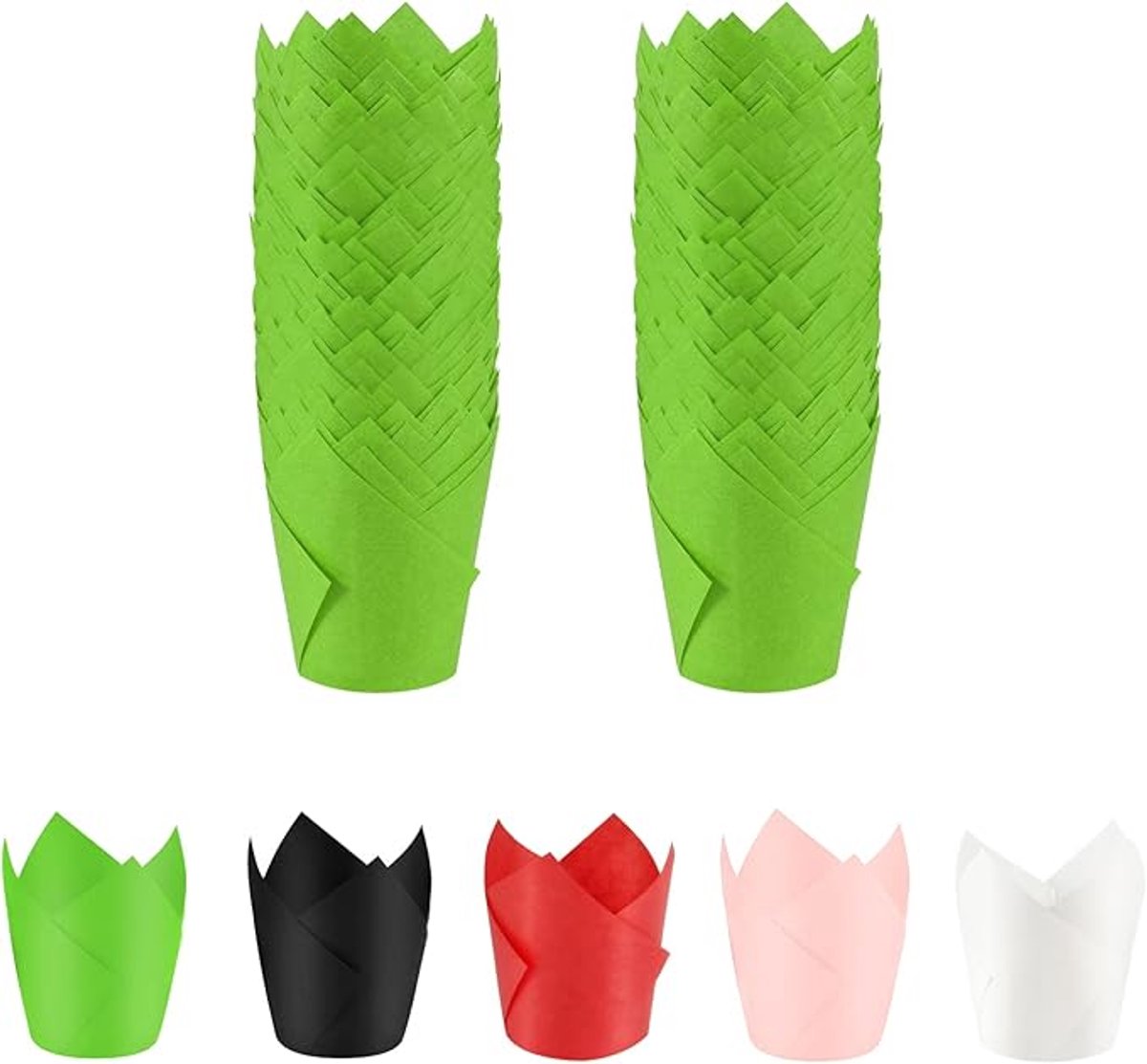 50 stuks tulip vorm bakpapiertjes-groen-wegwerpbakvormjes-voor feestelijke taartjes