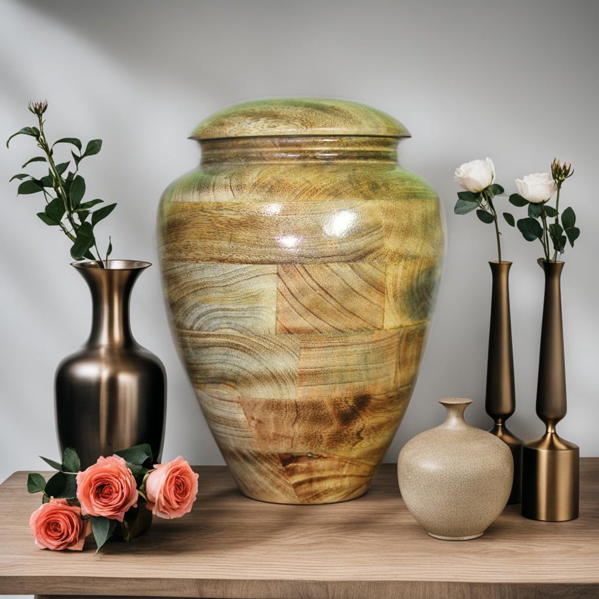 Houten Urn - Herdenkingsurn As - Herinneringen Koesteren - Handgemaakt Mangohout - 200 Kubieke Inch - Natuurlijk