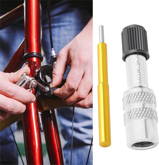 Voorvorkventieladapter Fiets - Schokpomp Adapter - Fietsbanden Oppompen - Geïntegreerde Afdichtring - 47.3 x 11.3 mm - Zilver — afbeelding 4