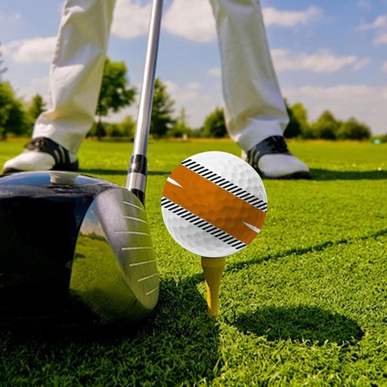Golftrainingsbal - Oefen golfbal - Golf houding verbeteren - Oranje lijnen ontwerp - 531 Inch diameter - Oranje — afbeelding 5