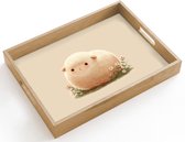 Dienblad hout 40x30 cm - Schootdienblad - Schaap - Beige - Bloemen - Borrelplank rechthoek - Plateau dienbladen