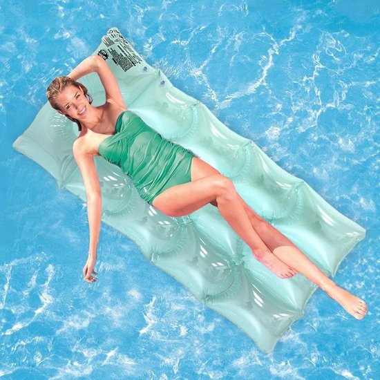 Zwembadvlot - Strandvlot Drijvende stoel - Ontspannen op water - Geperforeerd rasterontwerp - 160x80x31cm - Blauw — afbeelding 4
