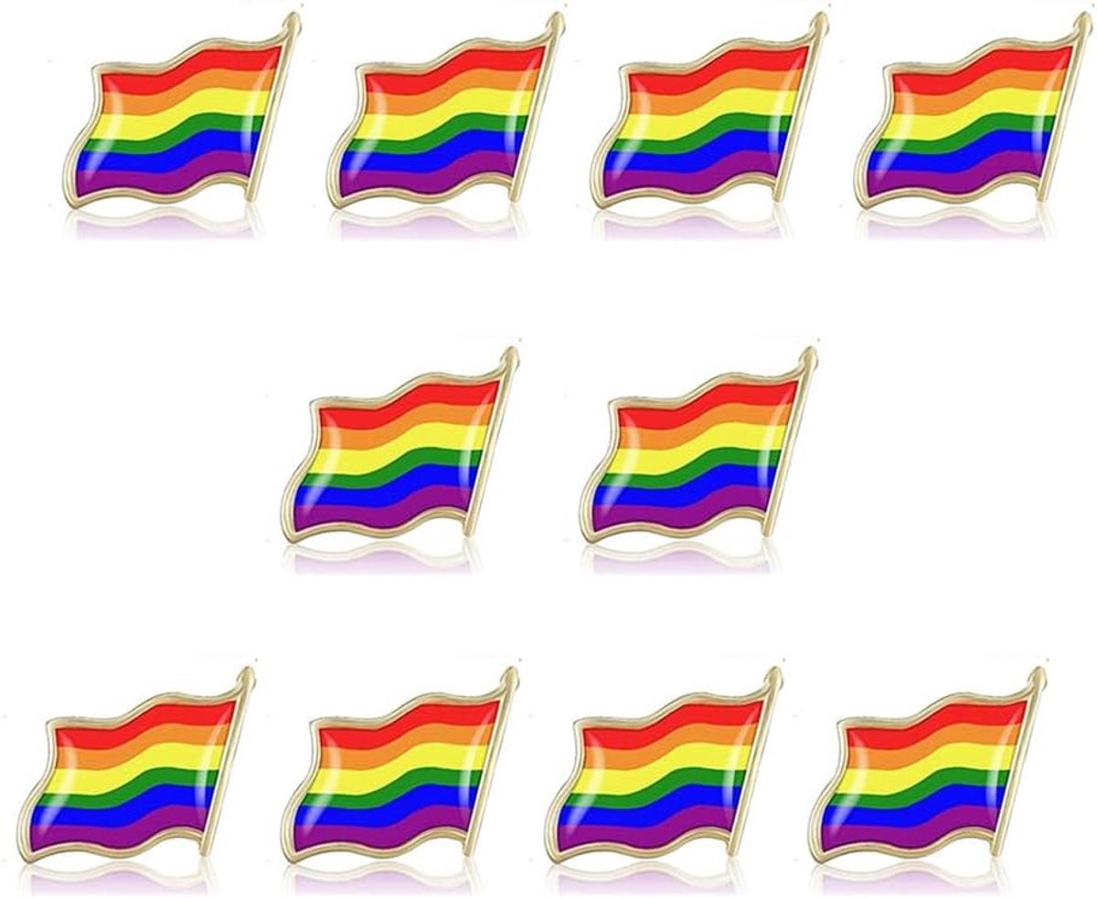 Kleurrijke Regenboog Speldenset van 10 Stuks - Metalen Pins voor Sjaals, Kleding en Tassen, Perfect voor Trots en Mode