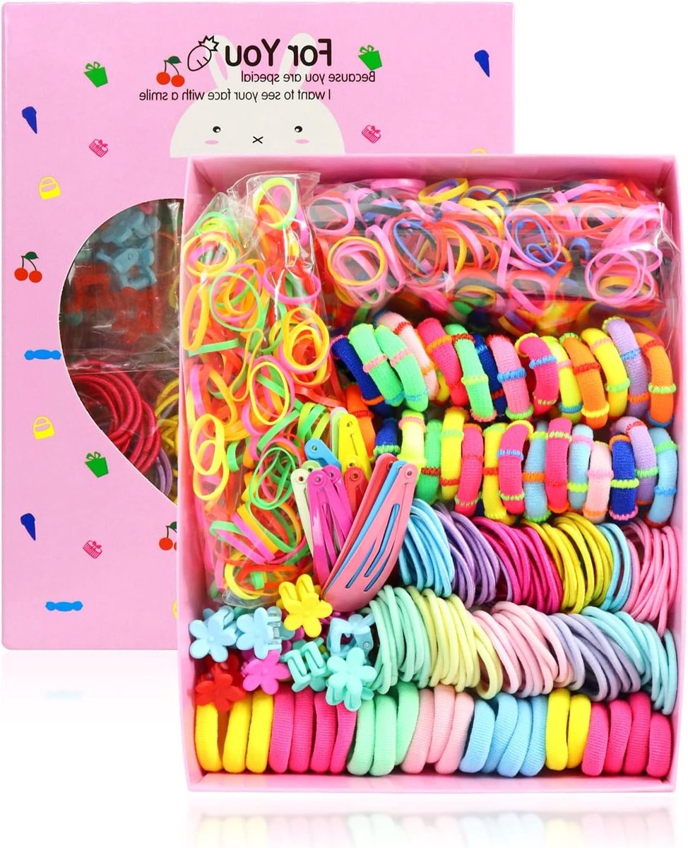 830 Stuks Meisjes Elastische Haarknipjes en Mini Haarclips voor Staartaccessoires in Diverse Kleuren