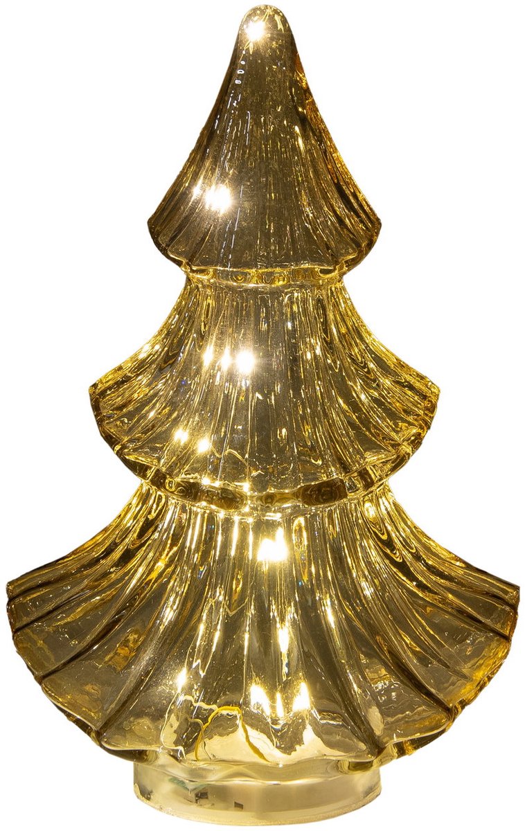 Annas collection - Boompje glas LED 15,5x9,5 cm amber