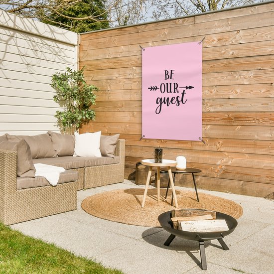 Posters de jardin extérieur Soyez notre invité - Citations - Proverbes - Bienvenue - Maison - 60x90 cm - Toile jardin - Affiche extérieur