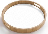 Dienblad rond 50x50 cm - Schootdienblad hout - Grafisch - Patroon - Modern - Fijnstijl - Borrelplank rechthoek - Plateau houten dienbladen