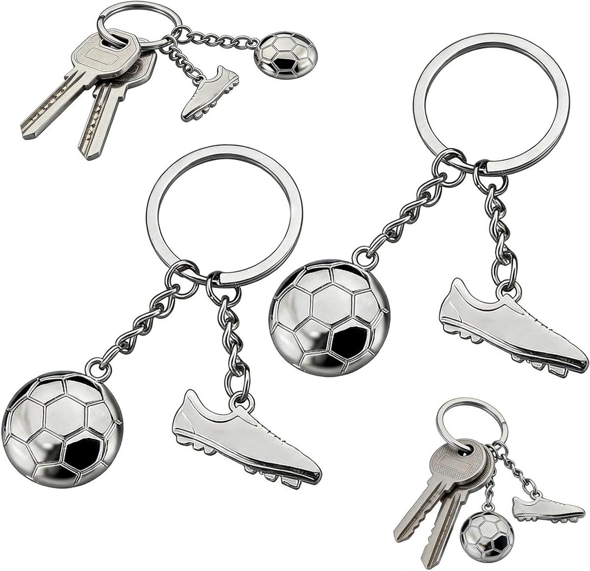 Persoonlijke Sleutelhanger Voetbal Set van 2 - Mini Voetbal Sleutelhangers voor Jongens, Cadeau voor Verjaardagsfeest en Creatieve Decoratie