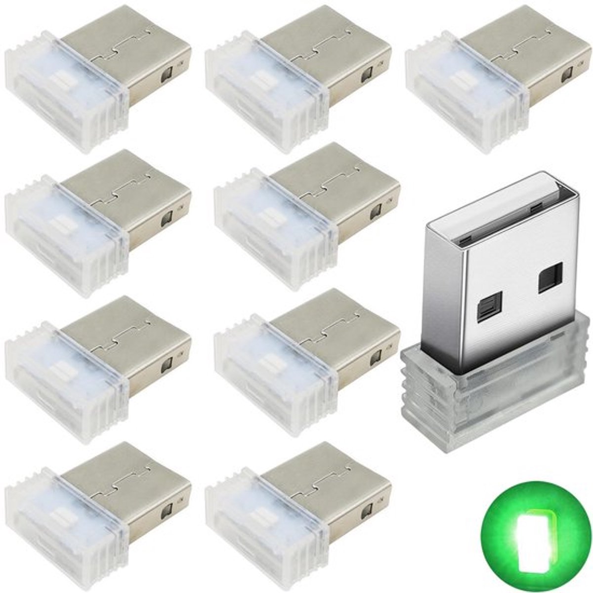 Allecto - USB-autolamp - Draagbaar sfeerlicht - Plug-in 5V - Groen