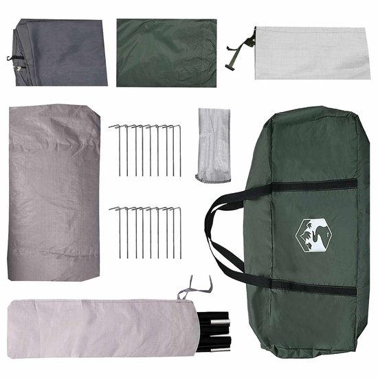 vidaXL - Tunneltent - met - dak - Legergroen - 8-persoons - Polyester - en - Staal van Vidaxl — afbeelding 5