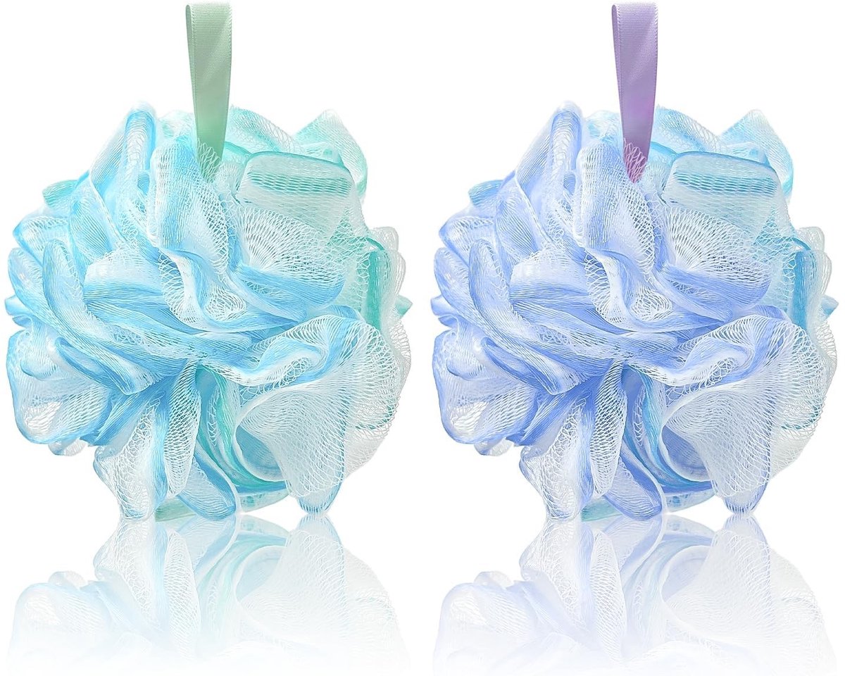 BRENZOOS- Doucheluffa 2-pack - Zachte Badsponsen - Milde Exfoliatie - Bodyscrubber - Rijk Schuim - Optimale Hygiëne - Badspons