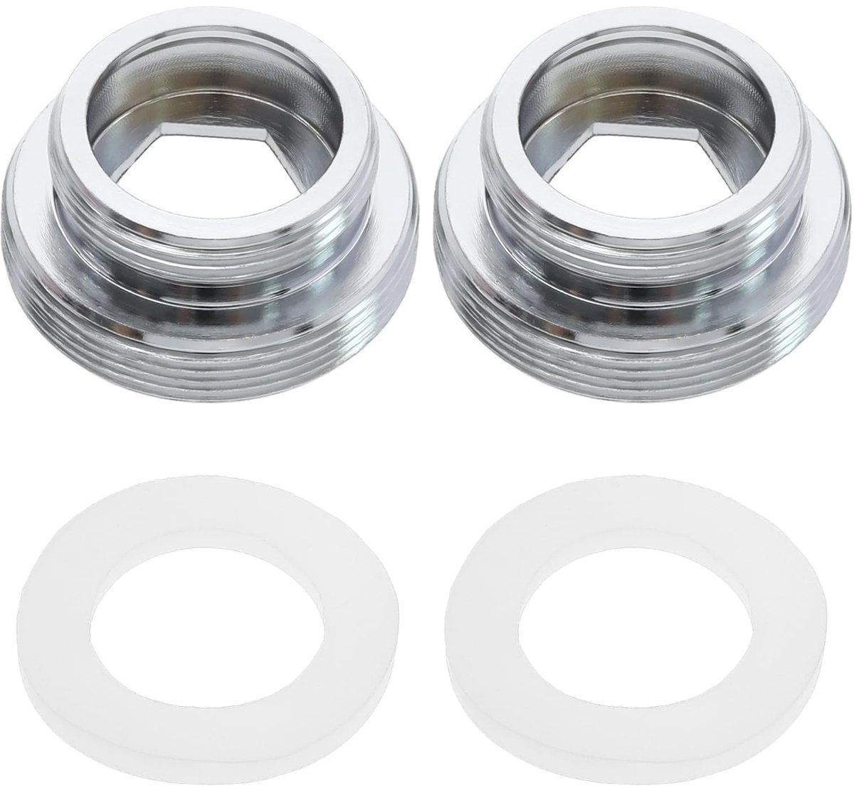 SMOAKEZ - M22 naar M28 Adapter - 2 Stuks - Koper Zilver - Tap Connector - Hoogwaardige Kranen - Geschikt voor Wasmachines - 2 Adapters
