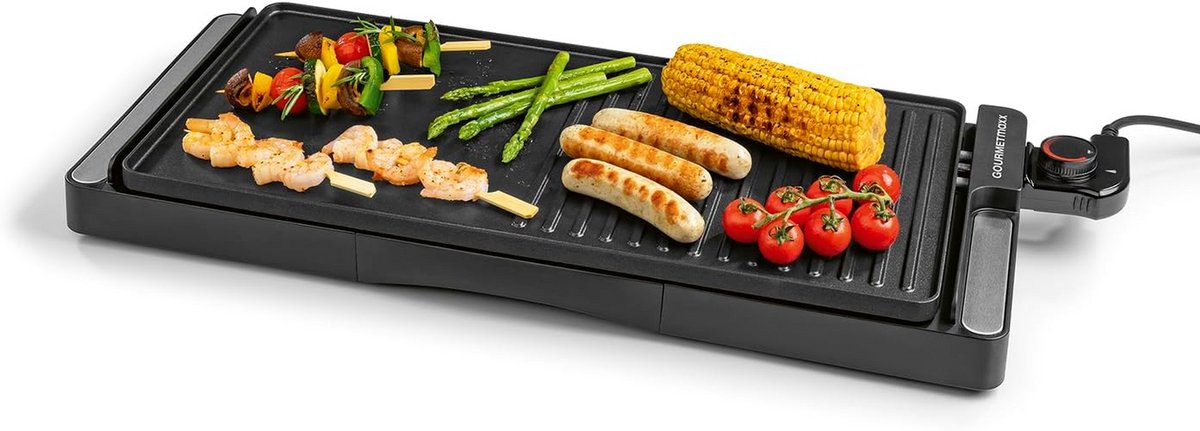 Elektrische Tafelgrill - Contactgrill Binnen - Gezellig Grillen - Rookvrij Grillen - 2200 Watt - Zwart