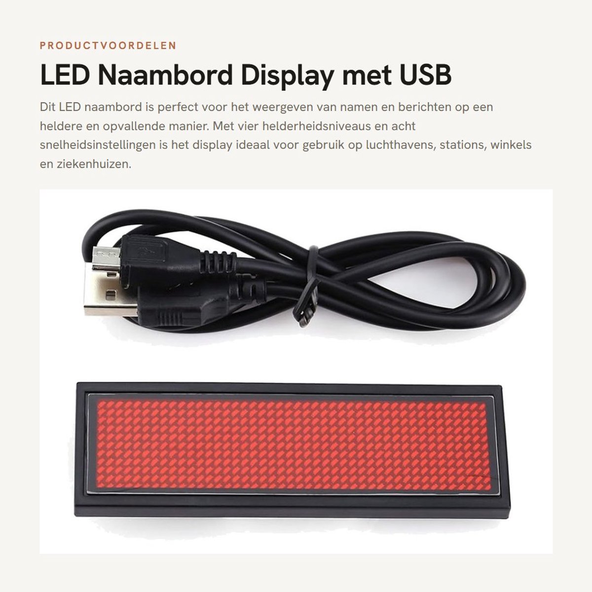 Dailygoods - LED Naambord Display met USB Voeding en Meertalig Display