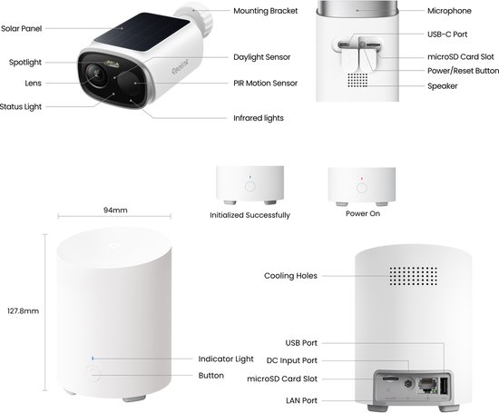 Reolink 5MP Draadloos Beveiligingssysteem - Lokale Opslag - Geen Maandelijkse Kosten - Slimme Detectie - 2.4/5GHz - IP67 - Hub 1 Lite met 2x Argus Series B340S — afbeelding 5