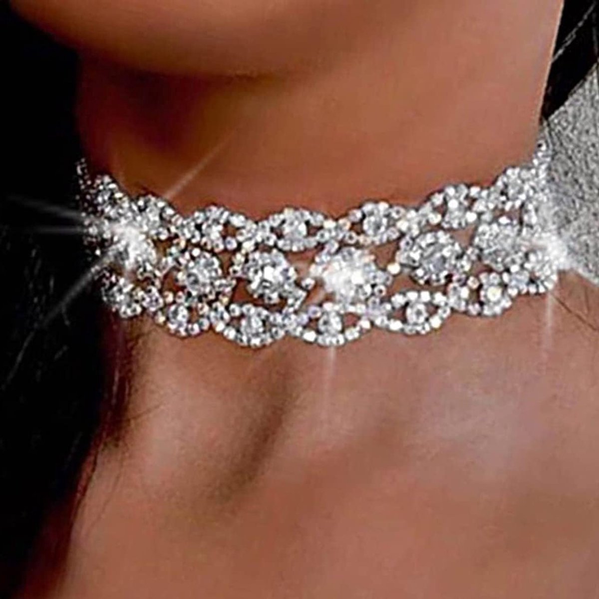 Sparklende Kristallen Choker Ketting voor Vrouwen en Meisjes - Verstelbare Rhinestone Sieraad voor Feestelijke Gelegenheden en Dagelijks Gebruik