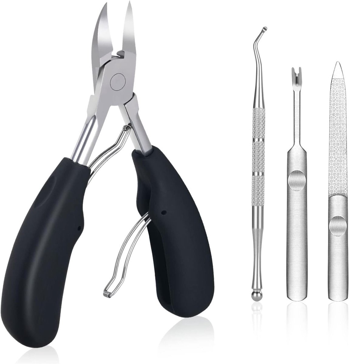Nail Clippers Set - 4PCS Stainless Steel Tool for Thick Toenails, Pedicure, and Ingrown Nails