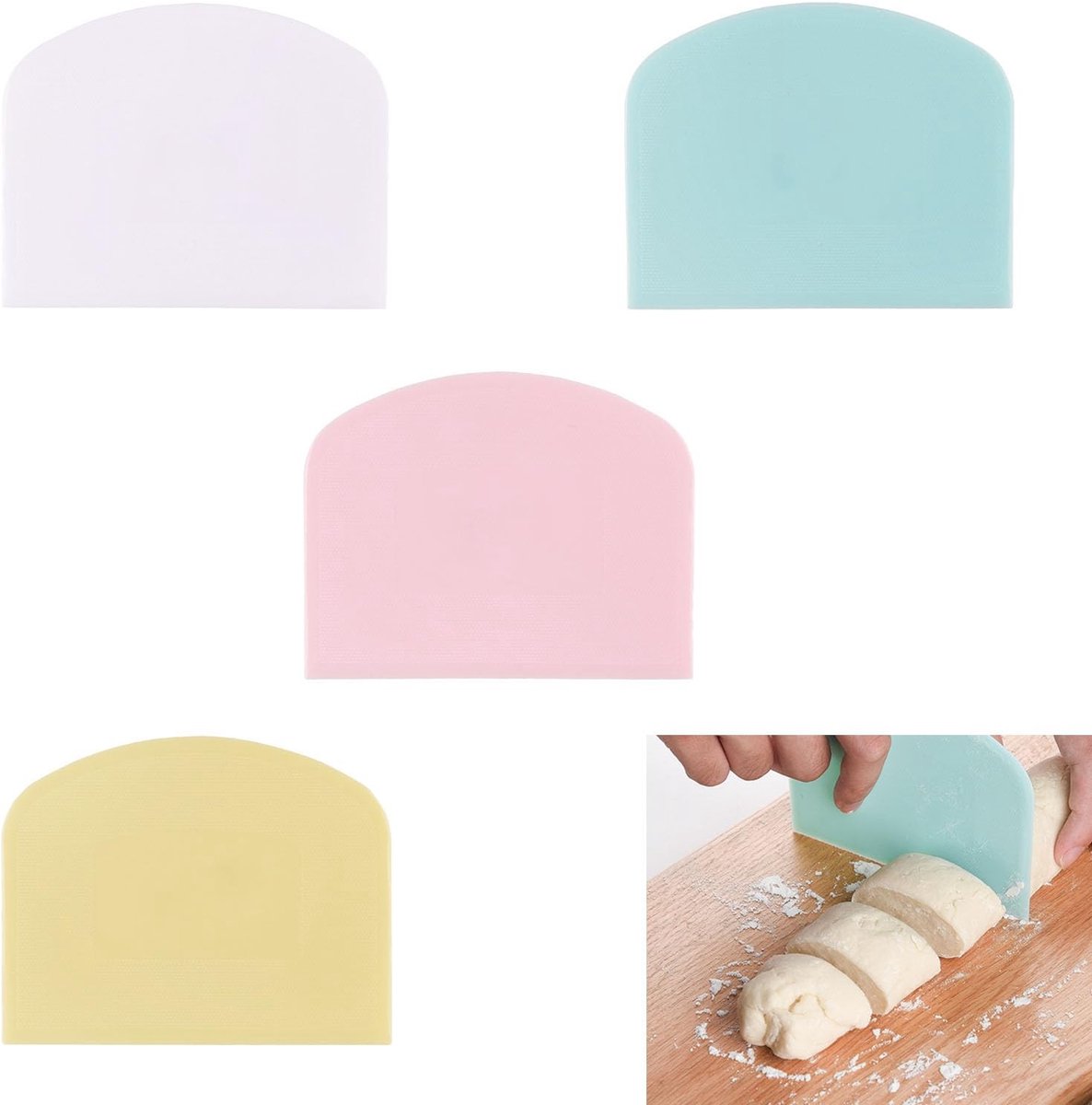 Dailygoods- Deegschraper Multifunctioneel - 4 Stuks - Siliconen - Kleurrijke Keuze - Gemakkelijk in Gebruik - Duurzaam Ontwerp - Keukenhulpmiddel