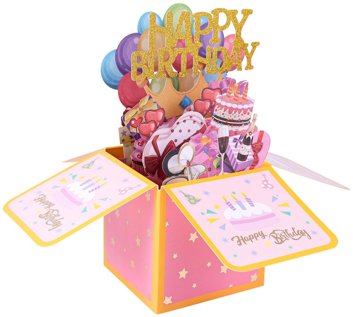 Dailygoods- Pop-Upkaart Creatief - Verjaardagsgroet - Meerkleurig - Met Envelop - 3D - Inclusief Cadeaukaartje - 17,5 x 8 cm - Verjaardagskaart