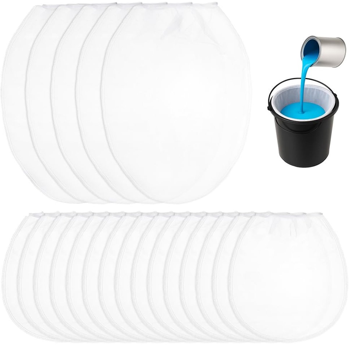 Dailygoods- Verfzeefzakken 20-pack - Witte Fijne Gaaszeefzakken - Polyester Gaasfilterzakken - Voor Verf/Tuinieren - 15 Stuks 1 Gallon + 5 Stuks 5 Gallon - Hoogwaardig Materiaal - Filterzakken