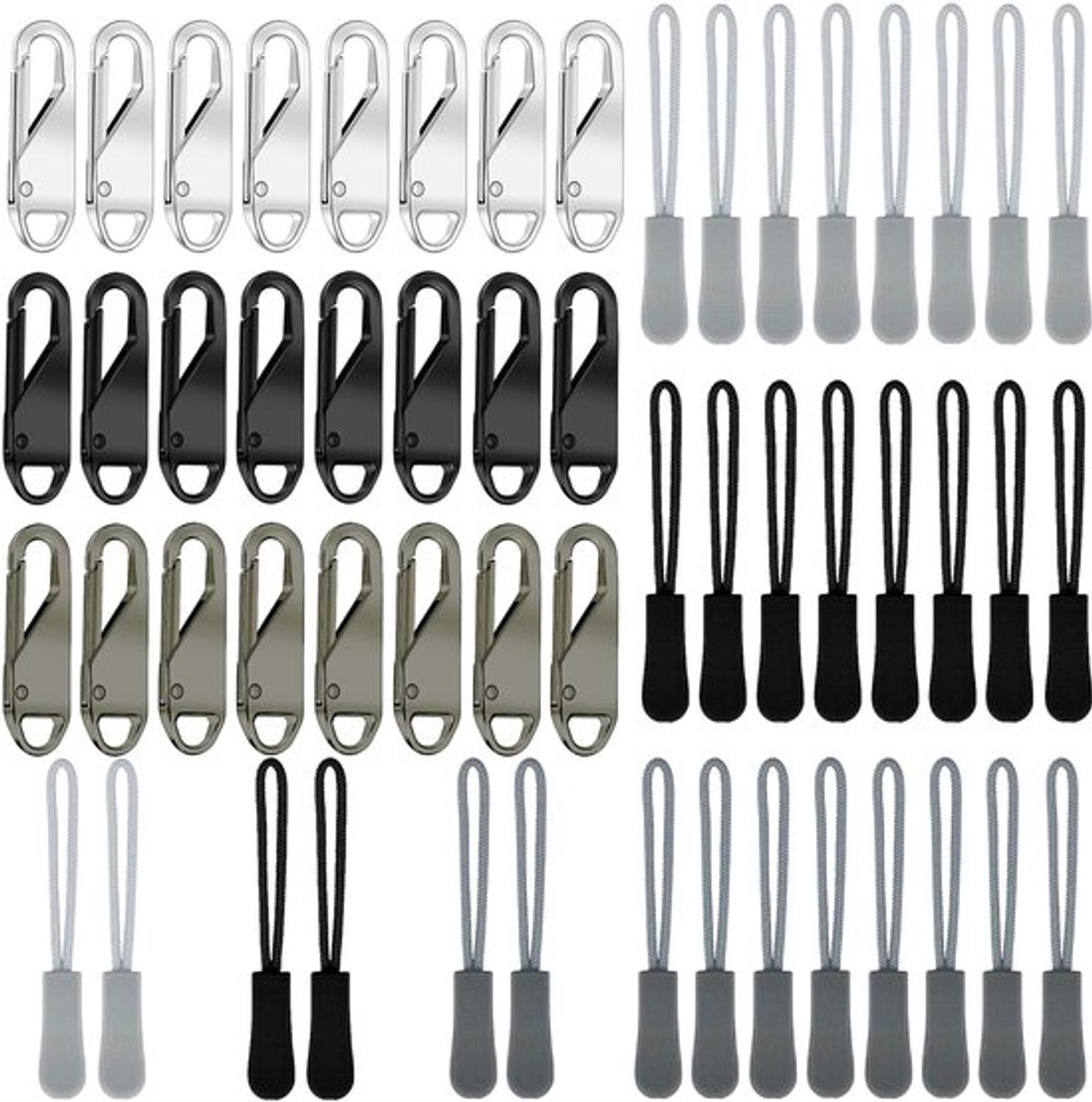 Allecto - Rits Pull Vervangende Set - 48 Pack Rits Trekkers - Ideaal
