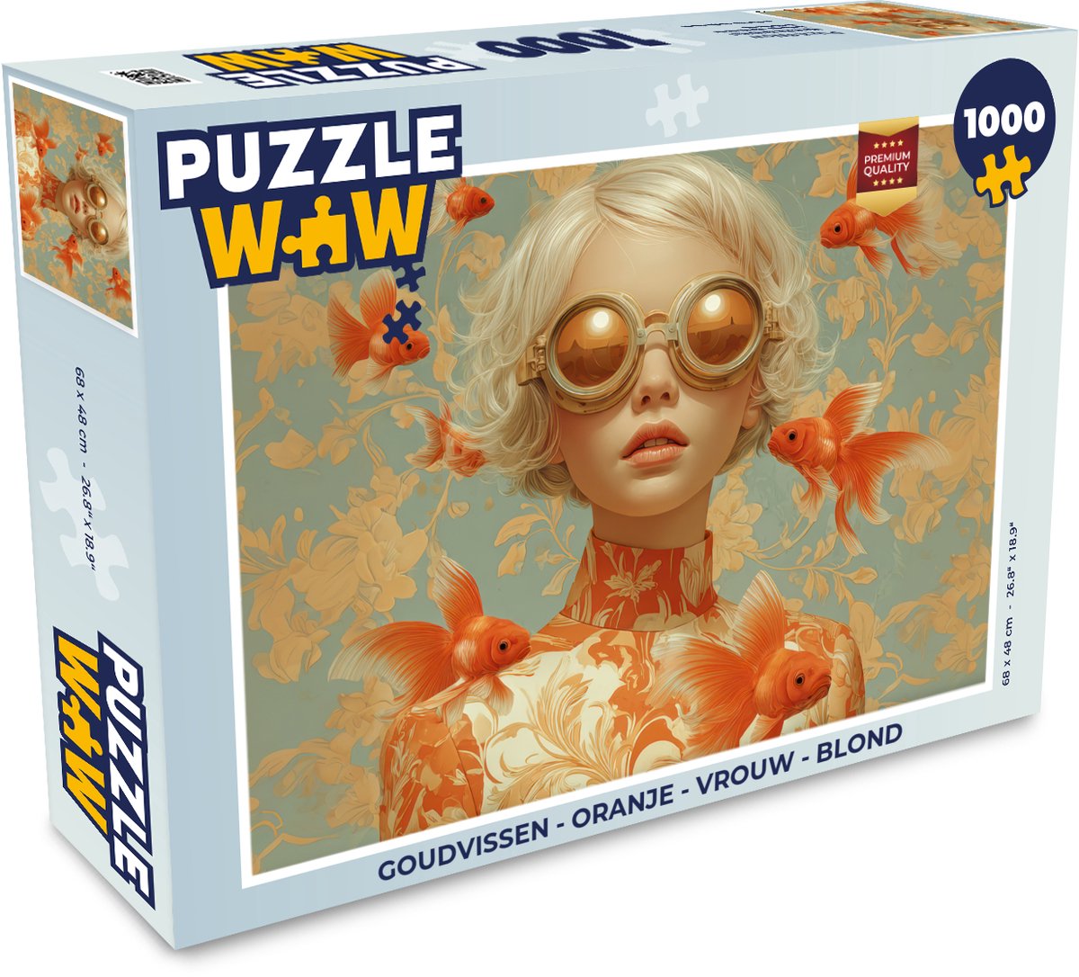Puzzel Goudvissen - Oranje - Vrouw - Blond - Legpuzzel - Puzzel 1000 stukjes volwassenen