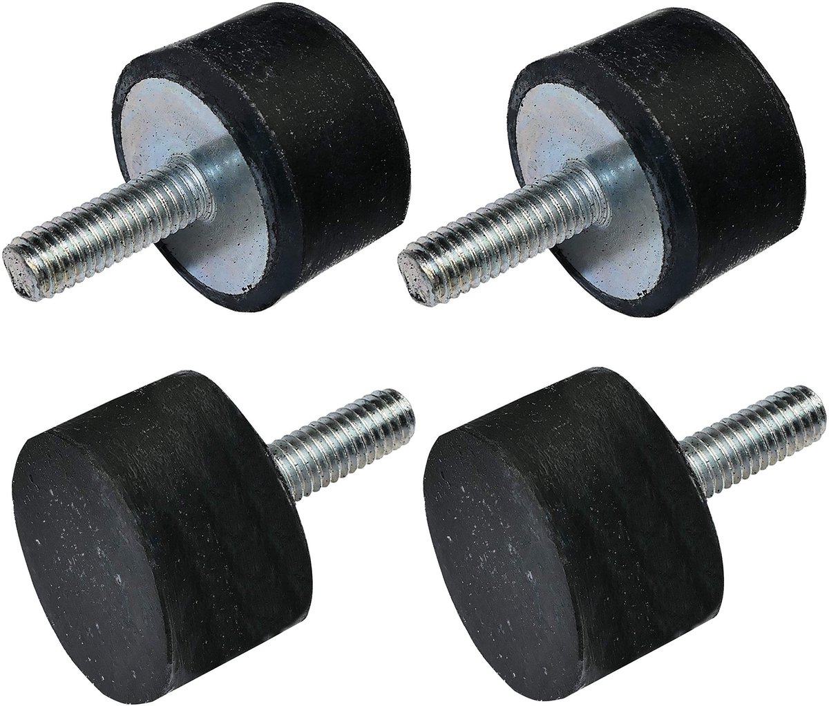 Dailygoods- Rubberen Voetjes - Trillingsdemping - Schroefdraad M6 - Ø25mm H: 15mm - Hardheid 70 ± 5 - Belasting 655N 66,8kg x4 - Trillingsdempers