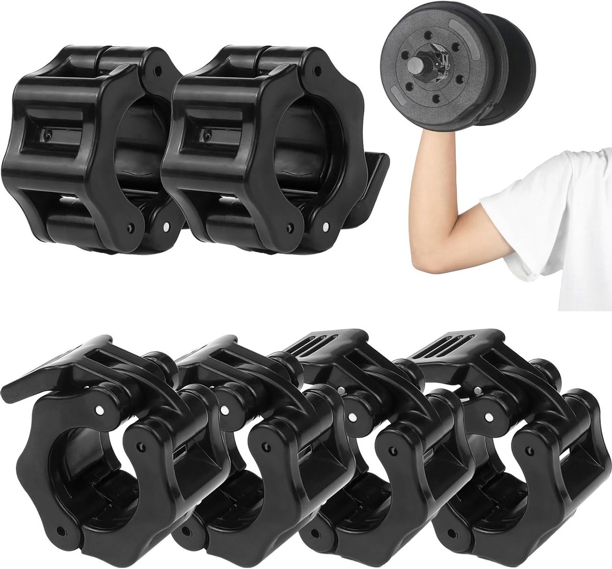 Set van 6 Dumbbell Klemmen 30 mm voor Halters, Snelle Ontgrendeling en Veilig Gewicht Wisselen tijdens Training