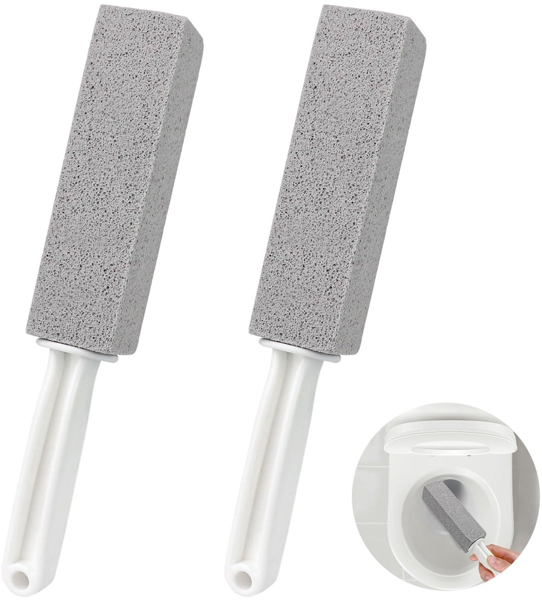 Dailygoods- Puimsteen met Handvat - 2-pack - Toiletpotreiniger - Antislip - Huishoudelijke Reiniging - Grijze Reinigingssteen - 5,5 inch x 1,6 inch