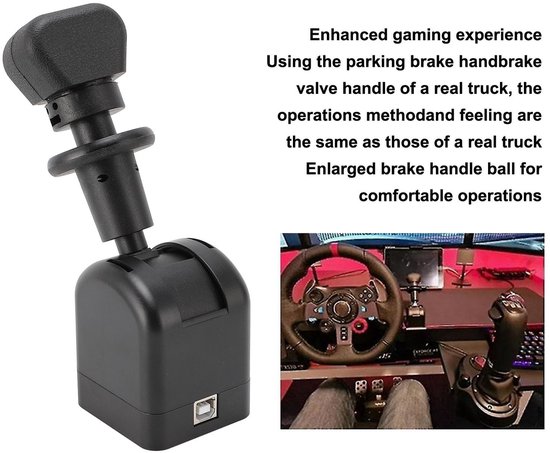 Solidchoice - Dailygoody - USB Handrem voor Gaming - Compatibel met G27 G29 G920 G923 - Zwart - Handrem voor Sim Racing - Voor Truck Simulator - USB PC Handrem van Solidchoice — afbeelding 4