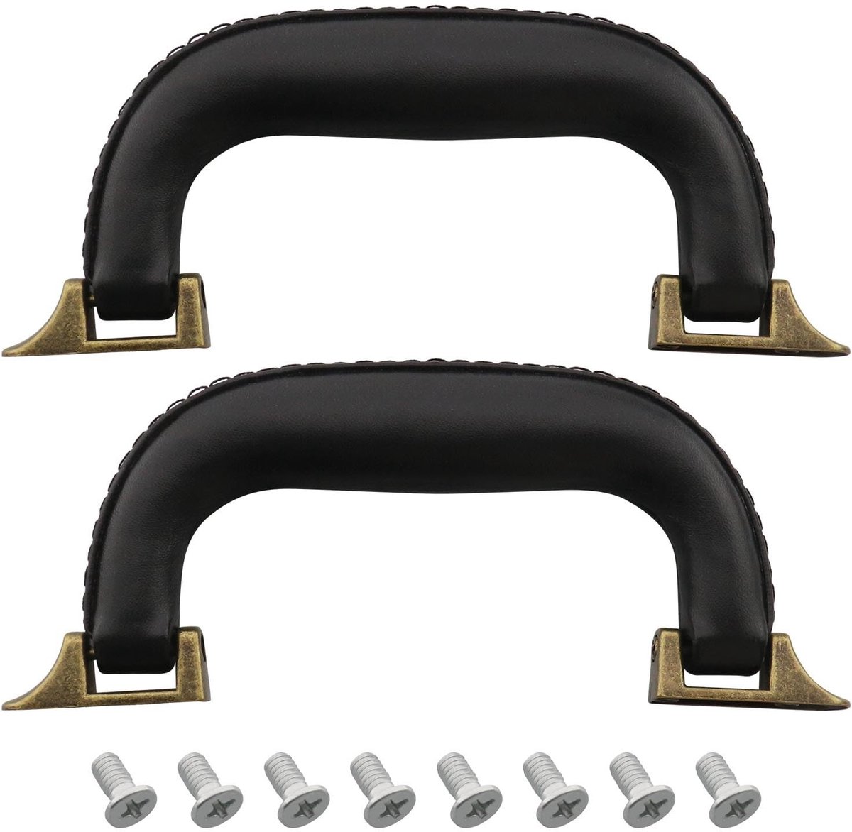 Dailygoods- Handvat 16 cm - 2x Zwart Brons - PU-leer - Legering - Ergonomisch - Duurzaam - Handgrepen