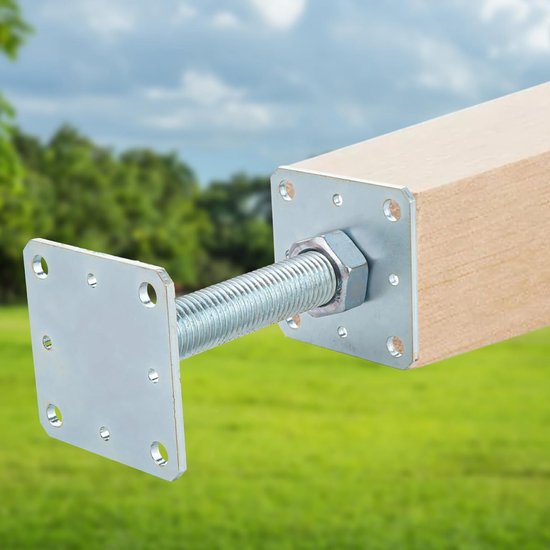 Set van 2 Verstelbare Poststeunen, Gegalvaniseerd, 80mm x 80mm x 250mm, Ideaal voor Schuttingen, Carports en Pergola's, Stevige Ondersteuning voor Bouwprojecten — afbeelding 4