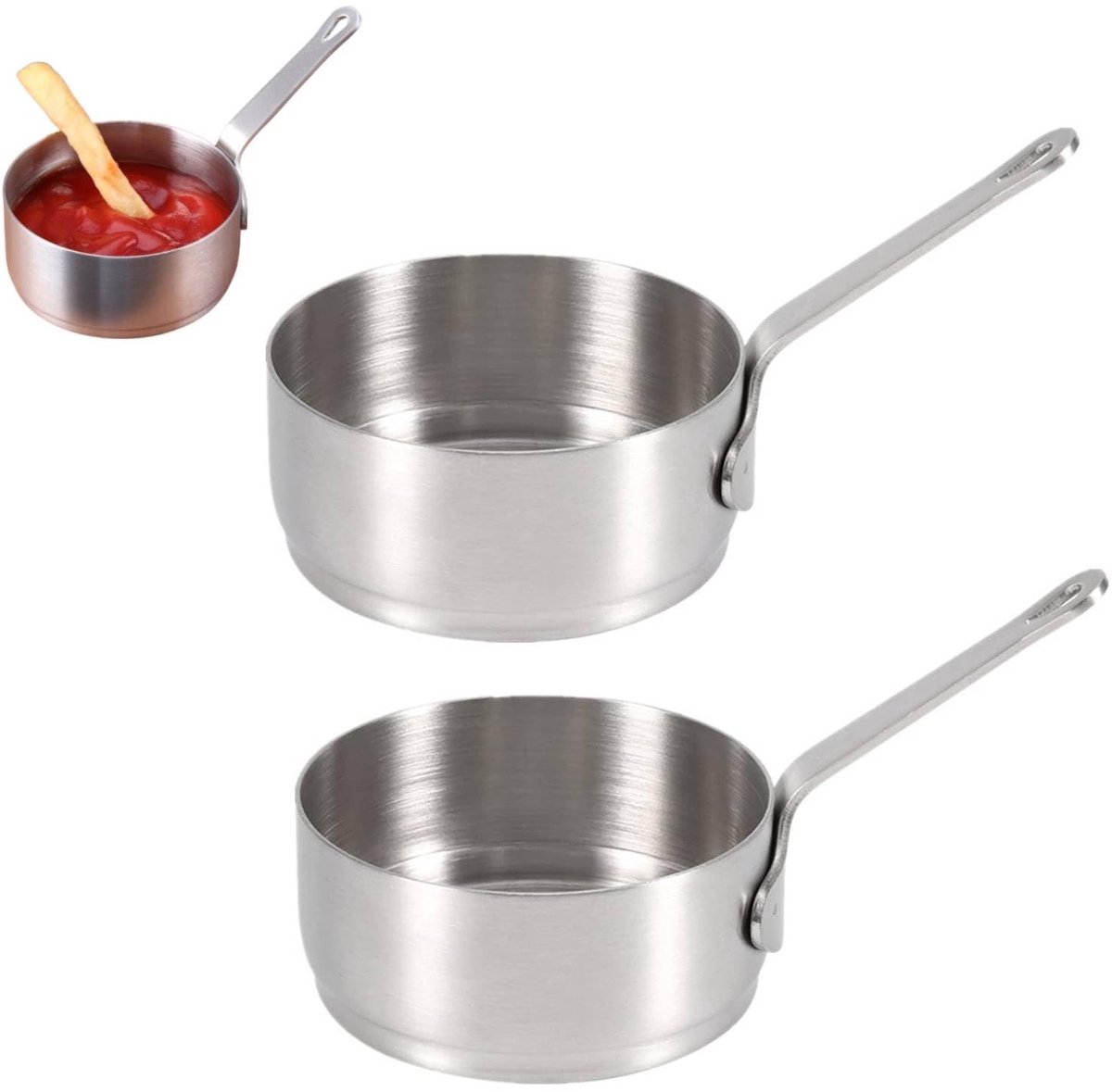 Dailygoods- Sauskop Roestvrij staal - 2 Stuks - Sauskopjes - Sausschotels - Kruiden Kommen - Roestbestendig - Saucière
