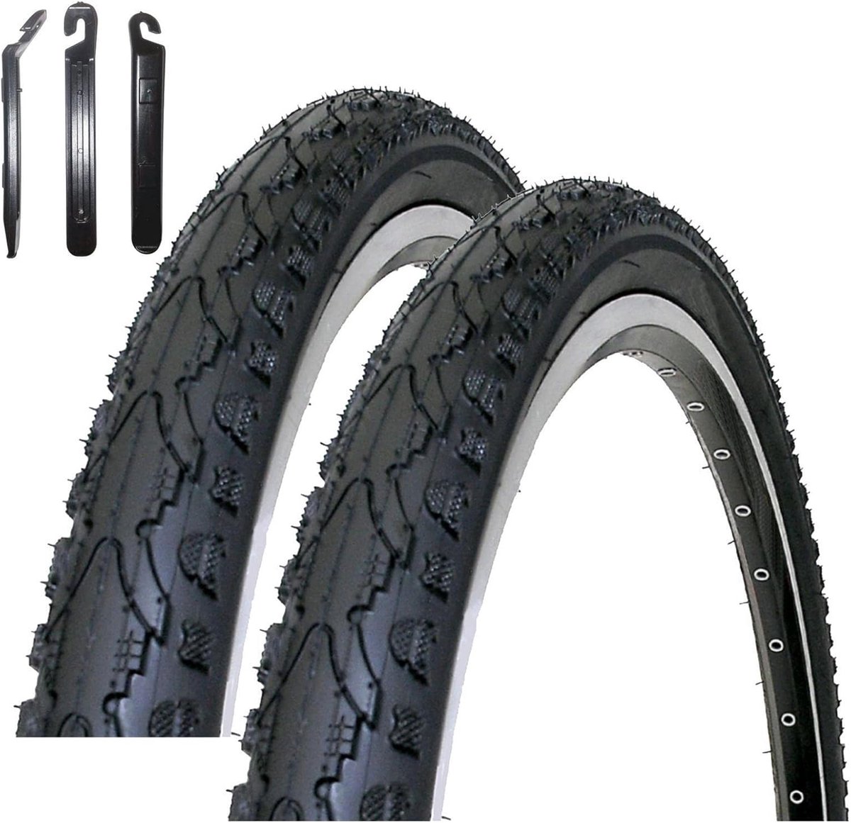 Fietsbanden Set - Banden Fiets - Vervanging - Inclusief Bandenlichters - 20 x 1.75 inch - Zwart