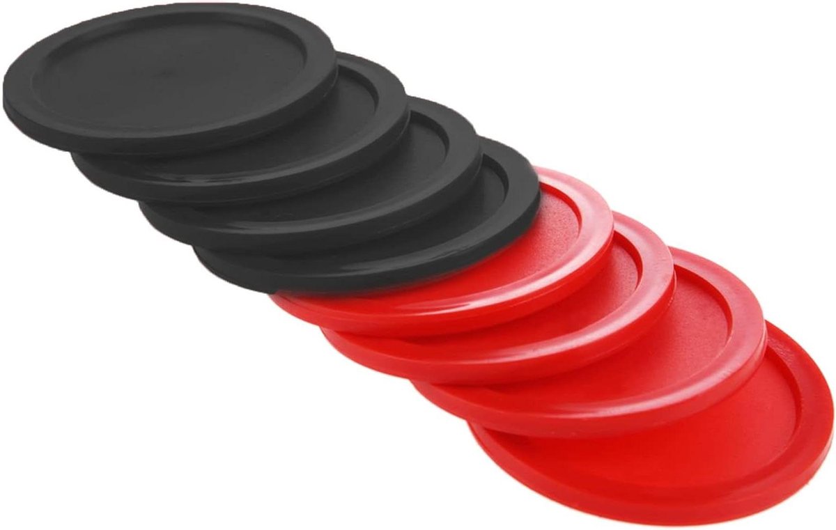 Air Hockey Pucks - Hockey Schijven - Spel Plezier - Duurzaam Glad Kunststof - 2.5 Inch - Rood Zwart